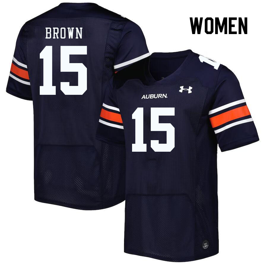 Women #15 Hank Brown Auburn Tigers College Football Jerseys Stitched Sale-Navy - Click Image to Close